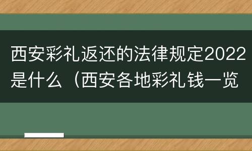 西安彩礼返还的法律规定2022是什么（西安各地彩礼钱一览表）