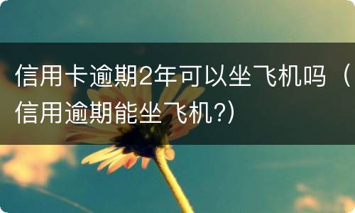 信用卡逾期2年可以坐飞机吗（信用逾期能坐飞机?）