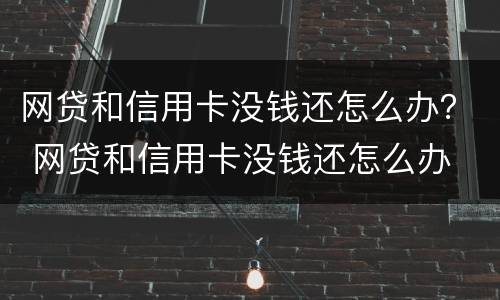 网贷和信用卡没钱还怎么办？ 网贷和信用卡没钱还怎么办