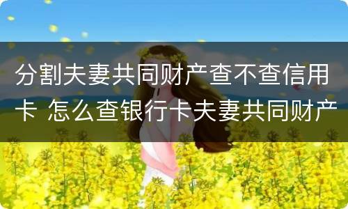 分割夫妻共同财产查不查信用卡 怎么查银行卡夫妻共同财产