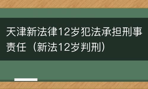 天津新法律12岁犯法承担刑事责任（新法12岁判刑）