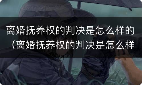 离婚抚养权的判决是怎么样的（离婚抚养权的判决是怎么样的程序）