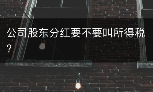 公司股东分红要不要叫所得税?