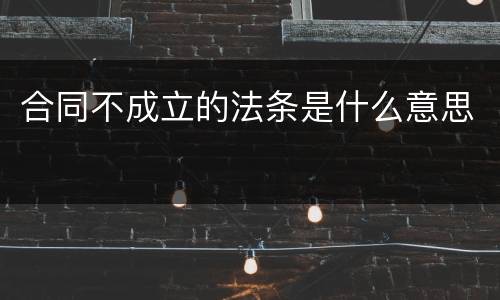 合同不成立的法条是什么意思