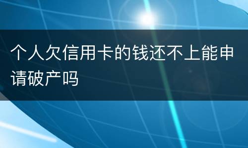 个人欠信用卡的钱还不上能申请破产吗