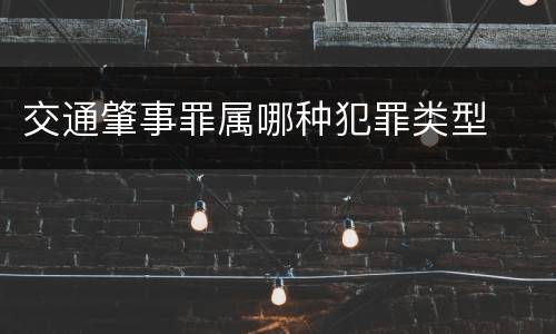 交通肇事罪属哪种犯罪类型