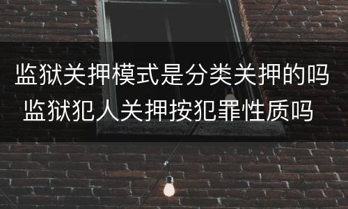 监狱关押模式是分类关押的吗 监狱犯人关押按犯罪性质吗