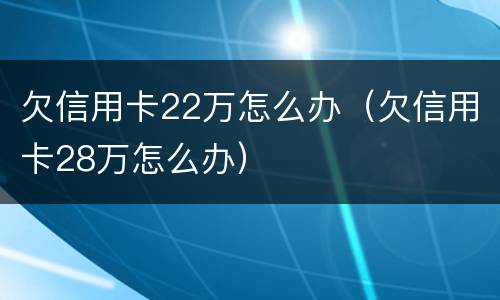 欠信用卡22万怎么办（欠信用卡28万怎么办）