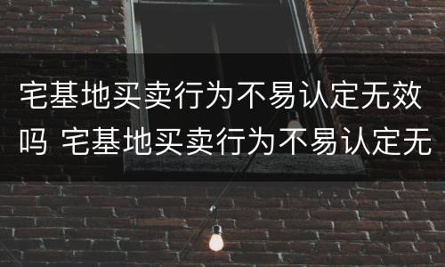 宅基地买卖行为不易认定无效吗 宅基地买卖行为不易认定无效吗为什么