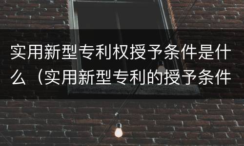 实用新型专利权授予条件是什么（实用新型专利的授予条件）