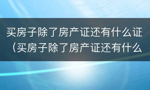 买房子除了房产证还有什么证（买房子除了房产证还有什么证件）