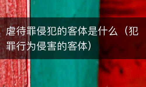 虐待罪侵犯的客体是什么（犯罪行为侵害的客体）