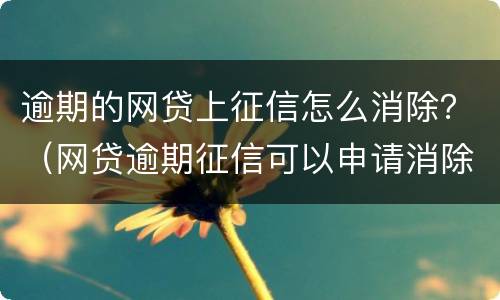 逾期的网贷上征信怎么消除？（网贷逾期征信可以申请消除吗）