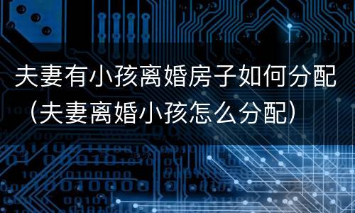 夫妻有小孩离婚房子如何分配（夫妻离婚小孩怎么分配）