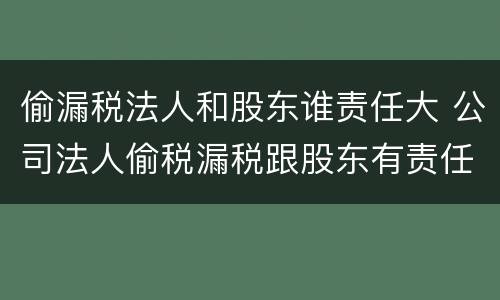 偷漏税法人和股东谁责任大 公司法人偷税漏税跟股东有责任吗