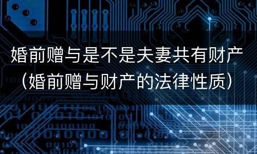 婚前赠与是不是夫妻共有财产（婚前赠与财产的法律性质）