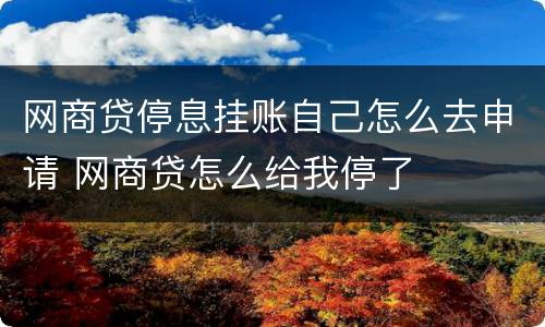 网商贷停息挂账自己怎么去申请 网商贷怎么给我停了