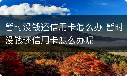 暂时没钱还信用卡怎么办 暂时没钱还信用卡怎么办呢