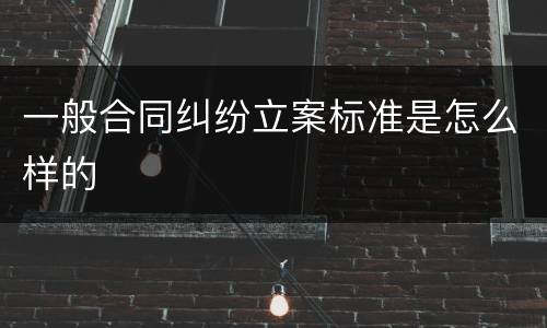 一般合同纠纷立案标准是怎么样的