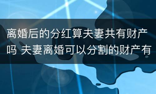 离婚后的分红算夫妻共有财产吗 夫妻离婚可以分割的财产有哪些