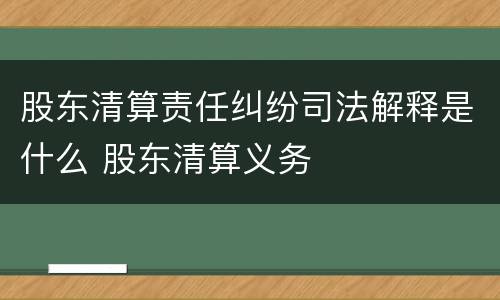 股东清算责任纠纷司法解释是什么 股东清算义务