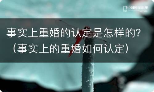 事实上重婚的认定是怎样的？（事实上的重婚如何认定）
