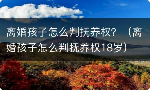 离婚孩子怎么判抚养权？（离婚孩子怎么判抚养权18岁）