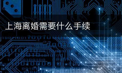 上海离婚需要什么手续