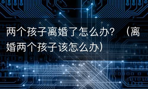 两个孩子离婚了怎么办？（离婚两个孩子该怎么办）