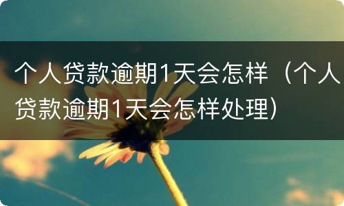 个人贷款逾期1天会怎样（个人贷款逾期1天会怎样处理）