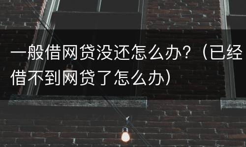 一般借网贷没还怎么办?（已经借不到网贷了怎么办）