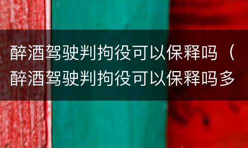 醉酒驾驶判拘役可以保释吗（醉酒驾驶判拘役可以保释吗多少钱）