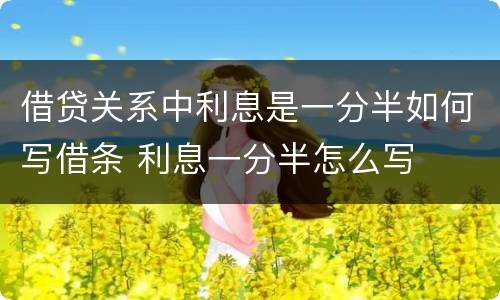 借贷关系中利息是一分半如何写借条 利息一分半怎么写