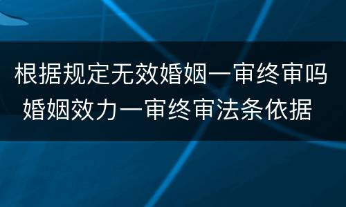 根据规定无效婚姻一审终审吗 婚姻效力一审终审法条依据