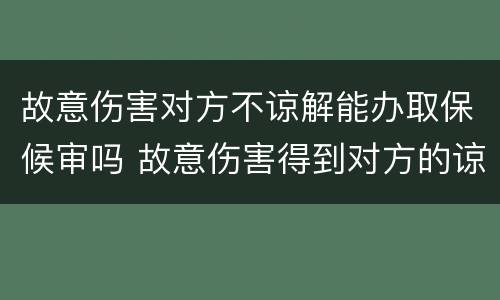 故意伤害对方不谅解能办取保候审吗 故意伤害得到对方的谅解能取保候审吗