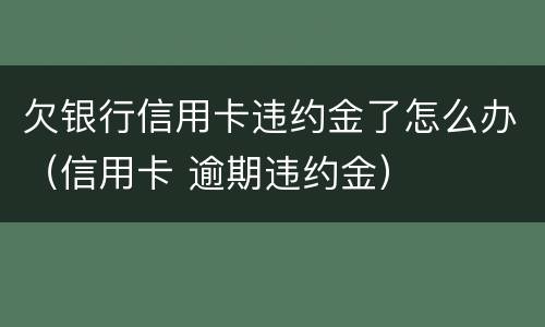 欠银行信用卡违约金了怎么办（信用卡 逾期违约金）