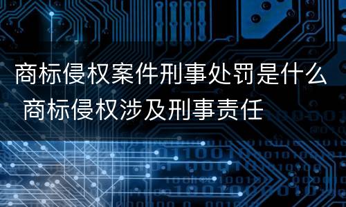 商标侵权案件刑事处罚是什么 商标侵权涉及刑事责任