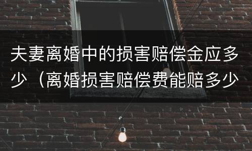 夫妻离婚中的损害赔偿金应多少（离婚损害赔偿费能赔多少钱）