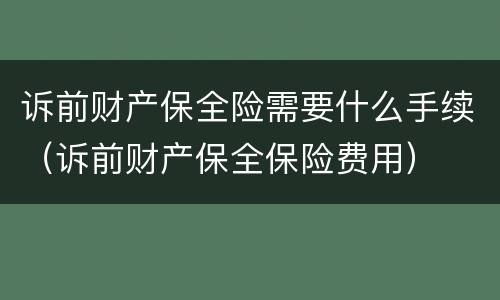 诉前财产保全险需要什么手续（诉前财产保全保险费用）