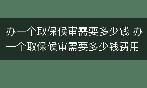 办一个取保候审需要多少钱 办一个取保候审需要多少钱费用