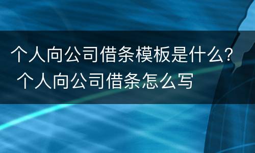 个人向公司借条模板是什么？ 个人向公司借条怎么写