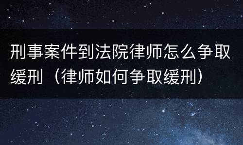 刑事案件到法院律师怎么争取缓刑（律师如何争取缓刑）
