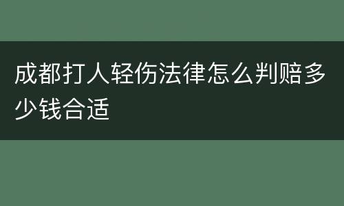 成都打人轻伤法律怎么判赔多少钱合适