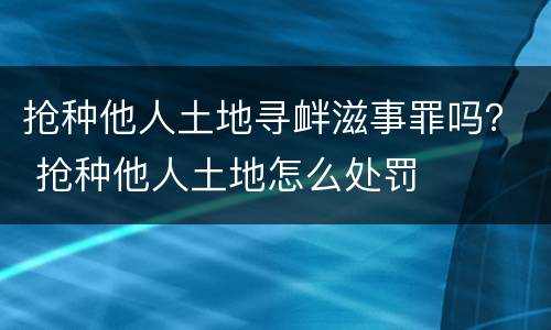抢种他人土地寻衅滋事罪吗？ 抢种他人土地怎么处罚
