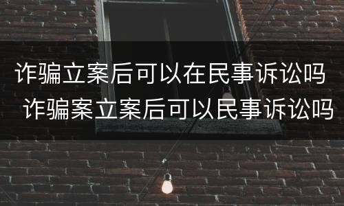 诈骗立案后可以在民事诉讼吗 诈骗案立案后可以民事诉讼吗