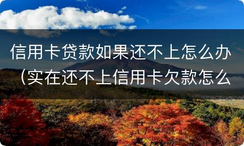 信用卡贷款如果还不上怎么办（实在还不上信用卡欠款怎么办）