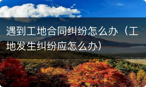 遇到工地合同纠纷怎么办（工地发生纠纷应怎么办）