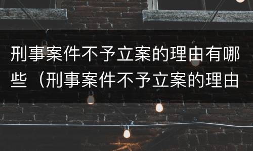 刑事案件不予立案的理由有哪些（刑事案件不予立案的理由有哪些规定）