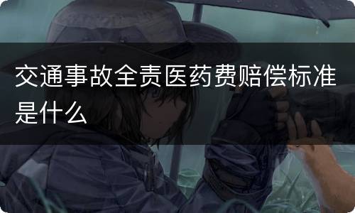 交通事故全责医药费赔偿标准是什么