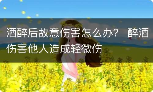 酒醉后故意伤害怎么办？ 醉酒伤害他人造成轻微伤
